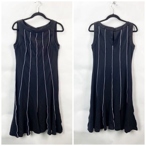 Studio I Dresses & Skirts - Studio I 8 Womens Black White Vertical Striped Sleeveless Midi Shift Dress